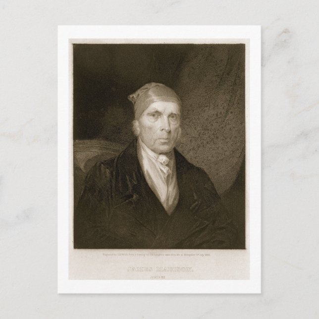 Cartão Postal James Madison, 82 anos, gravado por Thomas B. Welc (Frente)