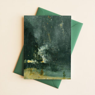 Cartão Postal James McNeill Whistler Nocturne a Preto e Dourado
