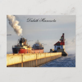 Cartão Postal James R. Barker Ship e Lighthouse, Minnesota