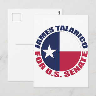 Cartão Postal James Talarico para Senado dos EUA Bandeira do Tex