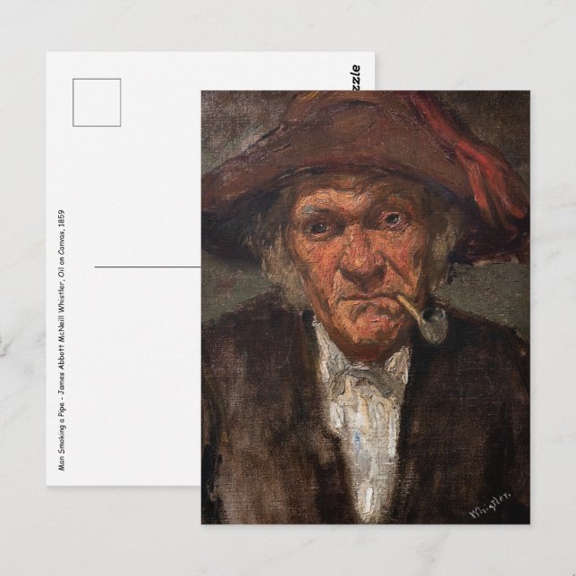 Cartão Postal James Whistler - Homem Fumando um Pipe (Frente/Verso)