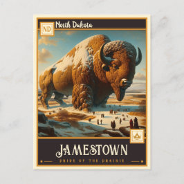 Cartão Postal Jamestown, Dakota do Norte | Vintage