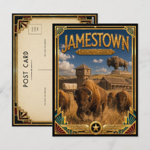 Cartão Postal Jamestown North Dakota Arte Deco Vintage Idade Dou