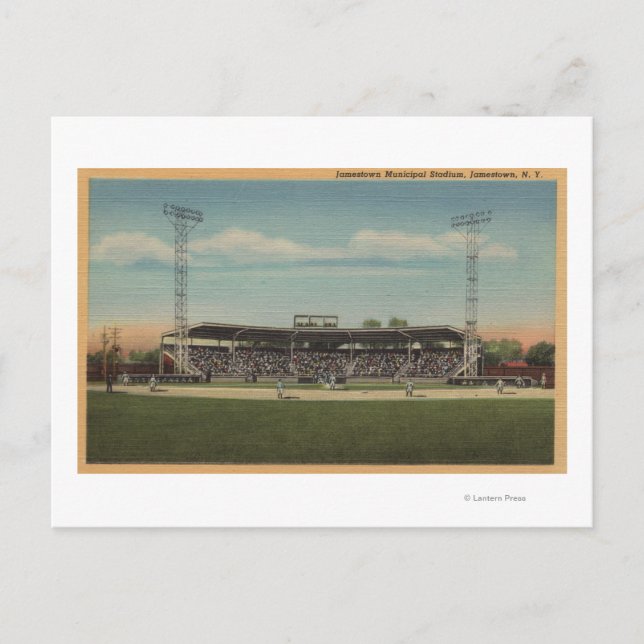 Cartão Postal Jamestown, NY - Estádio Municipal de Baseball (Frente)