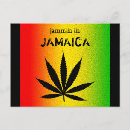 Cartão Postal Jammin na Jamaica Black Reggae Rasta Leaf Postcard