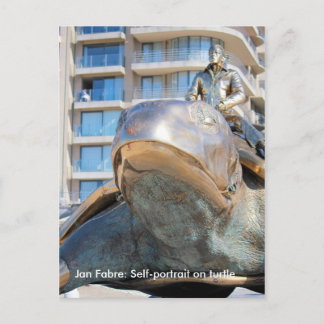 Cartão Postal Jan Fabre com Cartaz de estátua de bronze de tarta