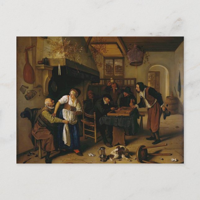 Cartão Postal Jan Steen - Na Tavern (Frente)