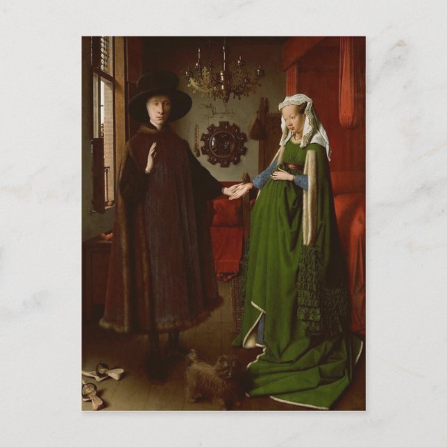 Cartão Postal Jan van Eyck (c. 1390-1441) O Retrato Arnolfini (Frente)