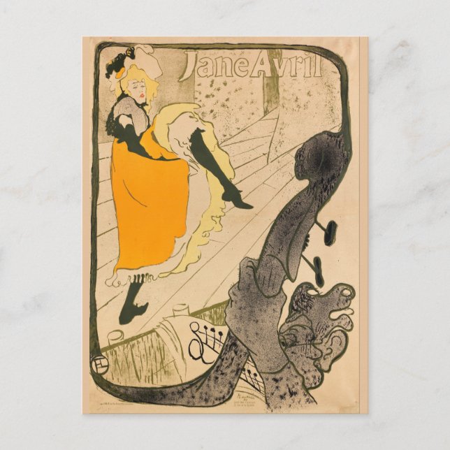 Cartão Postal Jane Avril Henri de Toulouse-Lautrec (Frente)