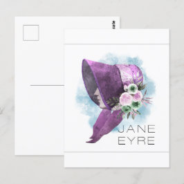Cartão Postal Jane Eyre Bonnet Flores Roxo e Azul