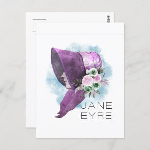 Cartão Postal Jane Eyre Bonnet Flores Roxo e Azul