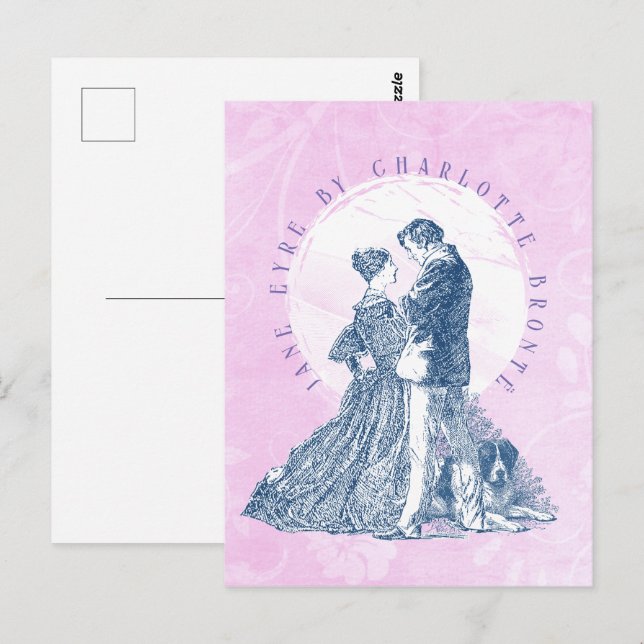 Cartão Postal Jane Eyre e Edward Rochester com Pilot Pink (Frente/Verso)