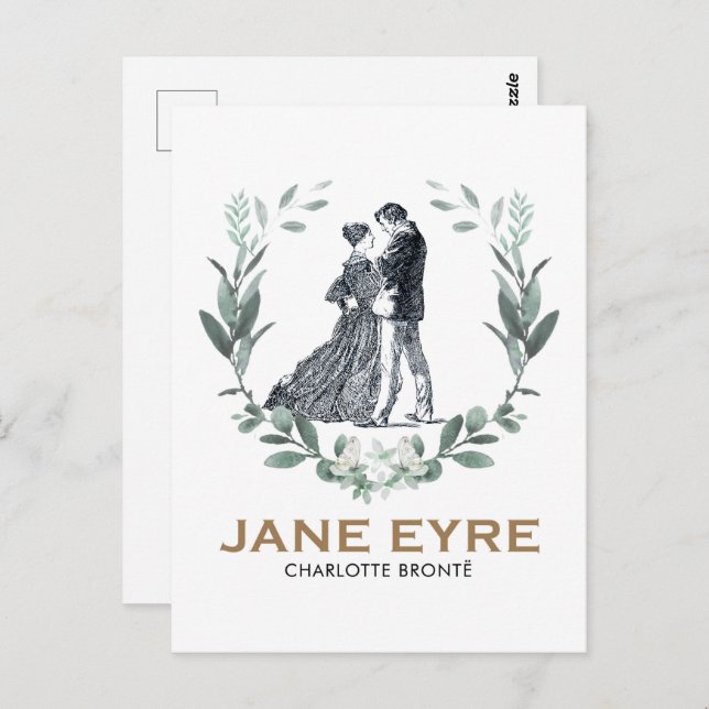 Cartão Postal Jane Eyre e Edward Rochester com Wreath (Frente/Verso)