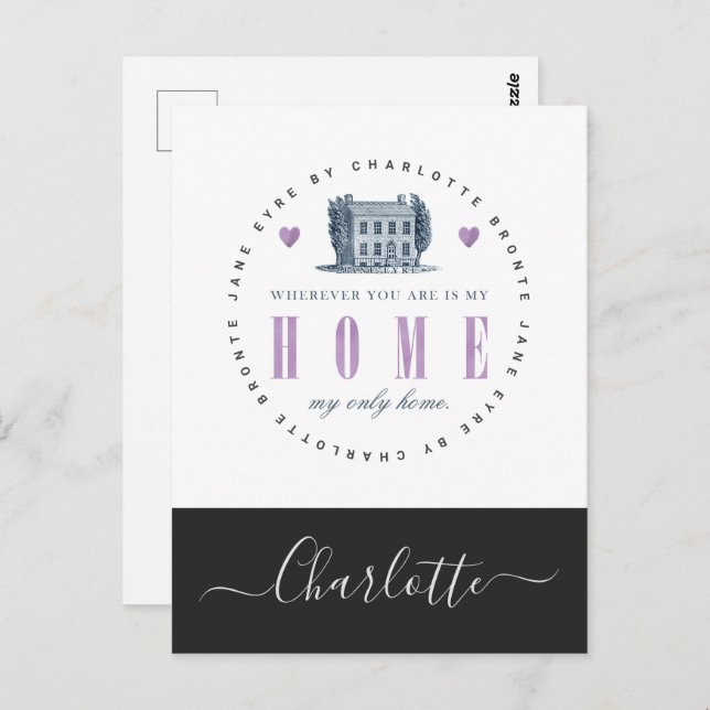 Cartão Postal Jane Eyre - Minha Única Casa - Adicione Seu Nome (Frente/Verso)