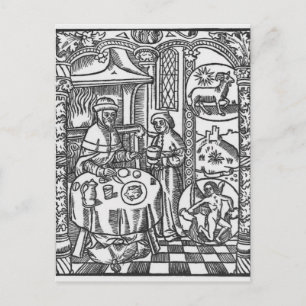 Cartão Postal Janeiro, do Almanach des Bergers, 1491