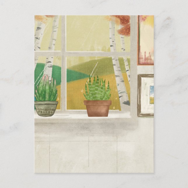 Cartão Postal Janela de casa primavera da natureza (Frente)