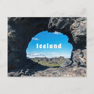 Cartão Postal Janela de lava em Dimmuborgir, região de Myvatn -