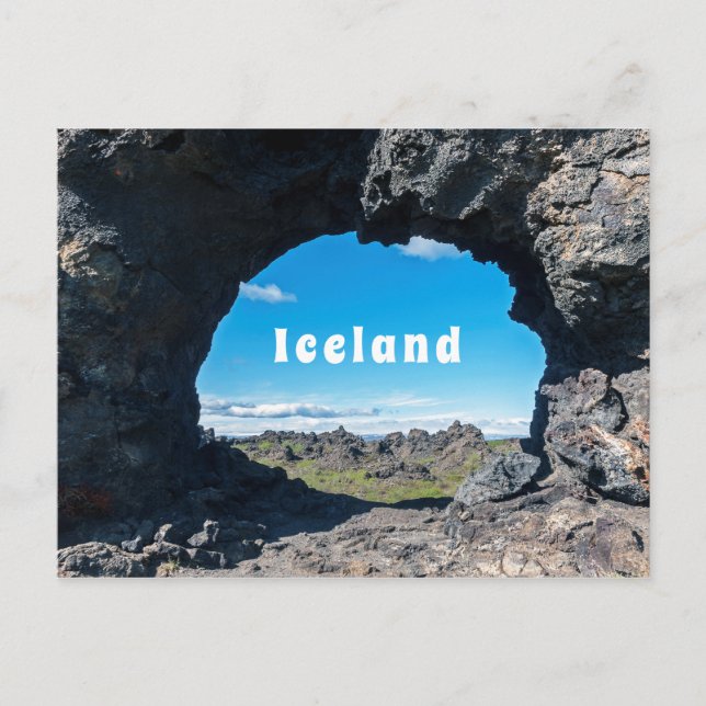 Cartão Postal Janela de lava em Dimmuborgir, região de Myvatn -  (Frente)