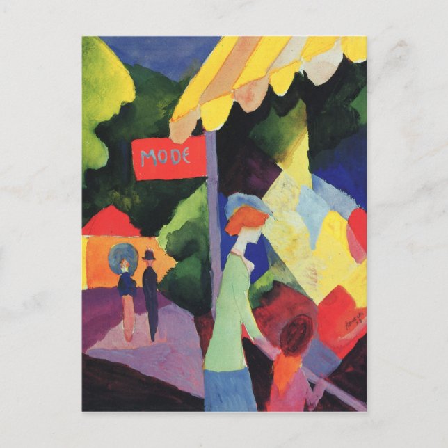 Cartão Postal Janela de moda por August Macke (Frente)