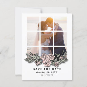 Cartão Postal Janela Elegante com Casamento de Imagem Salvar a D