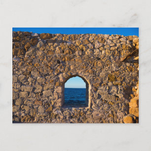 Cartão Postal Janela em Muro de Pedra para o Mar Egeu