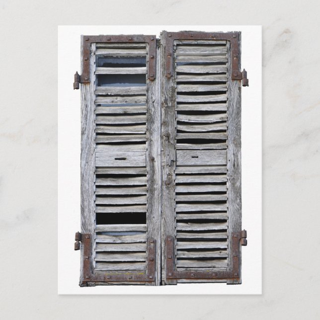 Cartão Postal Janela fechada com persianas de madeira velhas (Frente)
