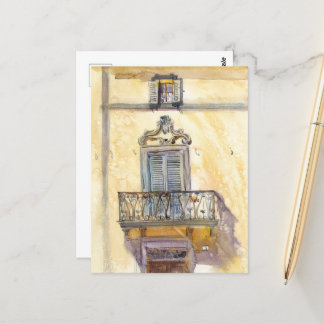 Cartão Postal Janela italiana. Arte original de Sveta Mikhalevic
