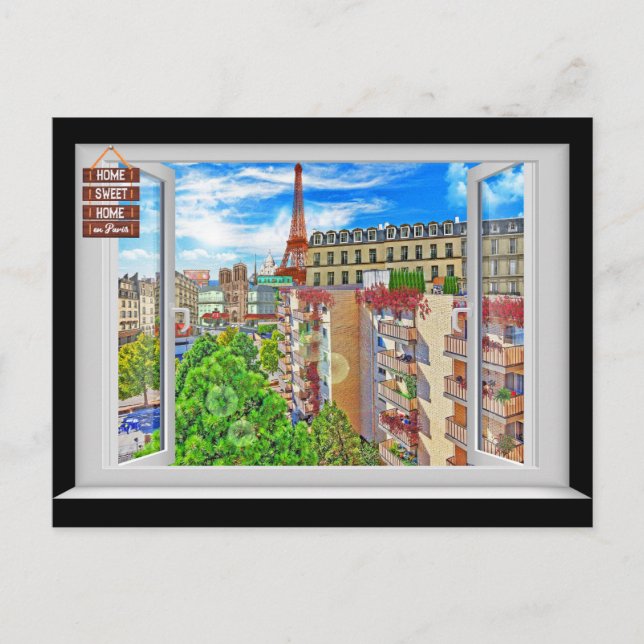 Cartão Postal janela Paris (Frente)