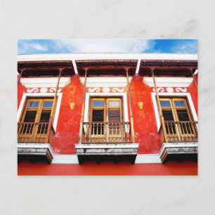 Cartão Postal Janelas coloridas de sacada de San Juan, Porto Ric