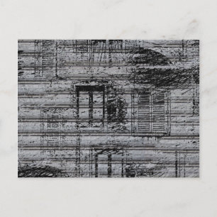 Cartão Postal Janelas de cinza e rabiscos em fundos texturizados