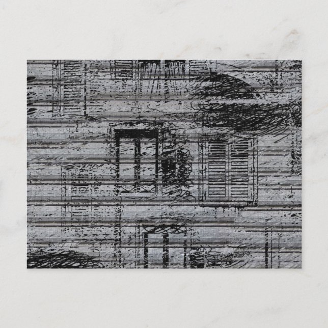 Cartão Postal Janelas de cinza e rabiscos em fundos texturizados (Frente)