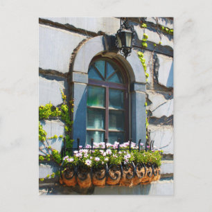CARTÃO POSTAL JANELAS PORTAS FLORES EDIFÍCIO POSTCROSSING