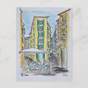 Cartão Postal Jantar ao ar livre no Old Nice Nice, França