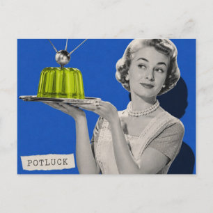 Cartão Postal jantar coletivo retrô Mulher colagem surreal
