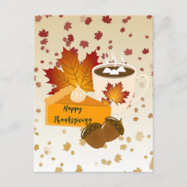Cartão Postal Jantar de Ação de Graças Cozinha Torta de Abóbora 