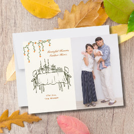 Cartão Postal Jantar de Ação de Graças Elegante de Outono com Am