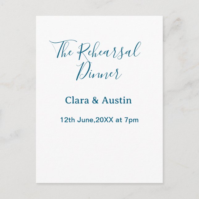 Cartão Postal jantar de ensaio na noite anterior simples minimal (Frente)