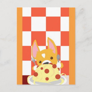 Cartão Postal Jantar de Espaguete Corgi