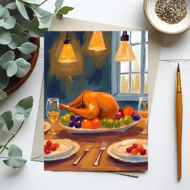 Cartão Postal Jantar de Peru | Feliz Ação de Graças Pintado Feri