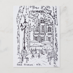 Cartão Postal Jantar numa praça   Aix en Provence, França