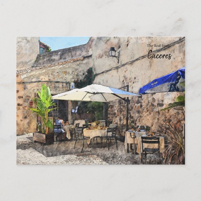 Cartão Postal Jantar Sozinho, Espanha de Caceres (Frente)