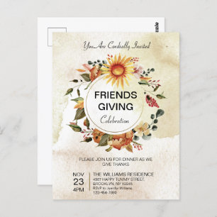 Cartão Postal Janto de Ação de Amizade Outono Girassol