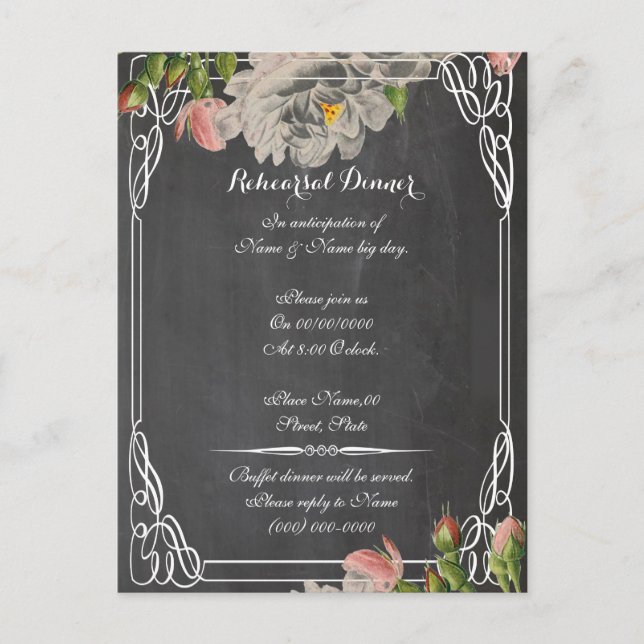 Cartão Postal janto de ensaio de quadro negro, ensaio de casamen (Frente)