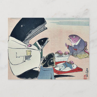 Cartão Postal Janto de marinheiros russos por Kobayashi,Kiyochik