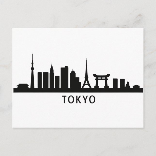 Cartão Postal Japan Cityscape Travel | Tokyo Skyline Silhouette (Frente)
