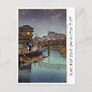 Cartão Postal Japanês oriental legal Kawase arte do dia chuvoso