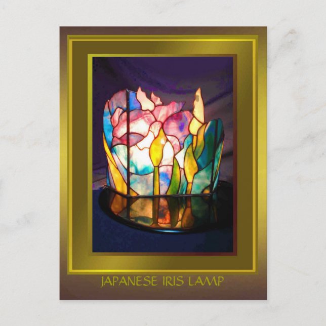Cartão Postal Japanese Iris Lamp Design (Frente)