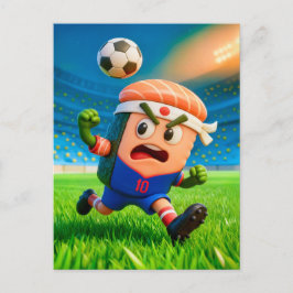 Cartão Postal Japanese sushi roll soccer player in stadium