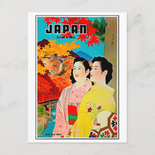 Cartão Postal Japão em primavera, geisha, viagens vintage