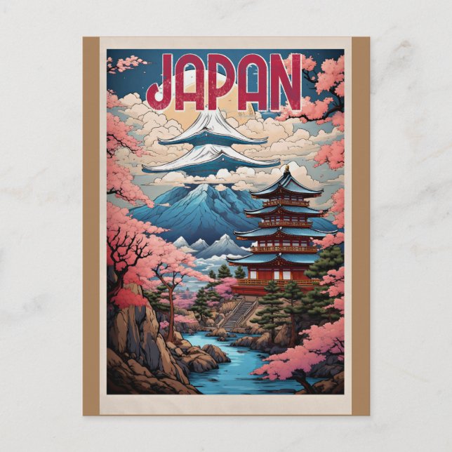Cartão Postal Japão, Flores de Cerejeira, (Frente)